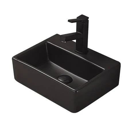 Arezzo 385mm Matt Black Square Wall Mounted / Counter Top Basin 2 Arezzo 385mm Matt Black Square Wall Mounted / Counter Top Basin - Image 2
