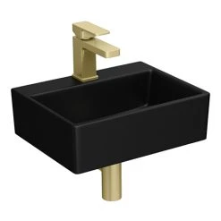 Arezzo 385mm Matt Black Square Wall Mounted / Counter Top Basin