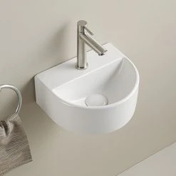 Arezzo Gloss White Round Wall Hung Cloakroom Basin 1TH (303 x 255mm)