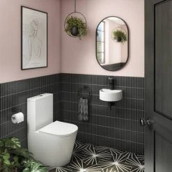 Arezzo Matt White Round Wall Hung Cloakroom Basin 1TH (303 x 255mm) -Victorian Plumbing Store AZ7781MW detail02 460