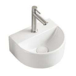 Arezzo Matt White Round Wall Hung Cloakroom Basin 1TH (303 x 255mm) -Victorian Plumbing Store AZ7781MW detail03 460