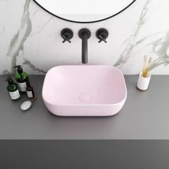 Arezzo 455 x 325mm Matt Pink Curved Rectangular Counter Top Basin 5 Arezzo 455 x 325mm Matt Pink Curved Rectangular Counter Top Basin -Victorian Plumbing Store AZ78105MP d2 460