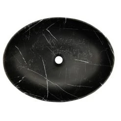 Arezzo 520 x 395mm Curved Oval Counter Top Basin - Matt Black Marble Effect -Victorian Plumbing Store AZ78166 n d3 460