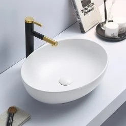Arezzo Matt White Curved Oval Counter Top Basin 0TH (520 x 395mm)