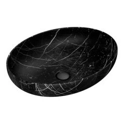 Arezzo 520 x 395mm Curved Oval Counter Top Basin - Matt Black Marble Effect -Victorian Plumbing Store AZ78166 n d1 460