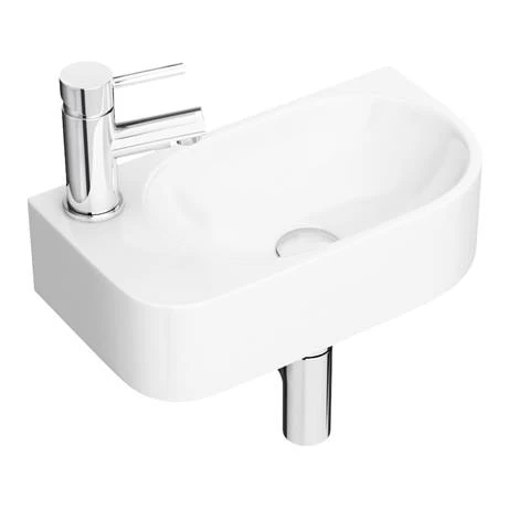 Arezzo 400 x 220mm Curved Wall Hung 1TH Cloakroom Basin 2 Arezzo 400 x 220mm Curved Wall Hung 1TH Cloakroom Basin - Image 2