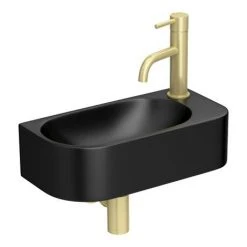 Arezzo 400 x 215mm Curved Wall Hung Cloakroom Basin - Matt Black -Victorian Plumbing Store AZ7824B d3 460