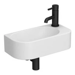 Arezzo 400 x 215mm Curved Wall Hung Cloakroom Basin - Matt White -Victorian Plumbing Store AZ7824W d3 460