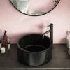 Arezzo Round 405mm Black Marble Effect Ceramic Counter Top Basin