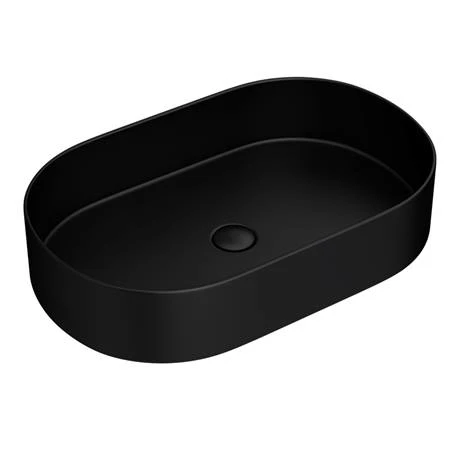 Arezzo Matt Black Oval Ceramic Counter Top Basin (600 x 380mm) 2 Arezzo Matt Black Oval Ceramic Counter Top Basin (600 x 380mm) - Image 2