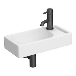 Arezzo Square Wall Hung Cloakroom Basin w. Integrated Towel Rail - Gloss White -Victorian Plumbing Store AZ7843 d4 460
