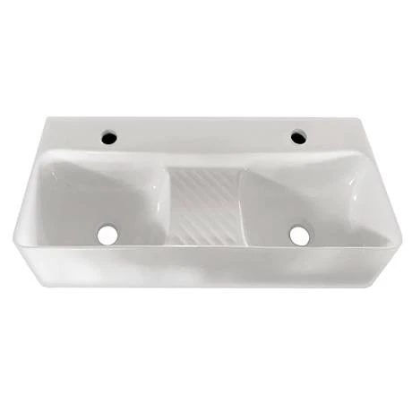 Arezzo Double Bowl Wall Mounted Basin - 810mm Wide - 1 Tap Hole per Bowl 2 Arezzo Double Bowl Wall Mounted Basin - 810mm Wide - 1 Tap Hole per Bowl - Image 2