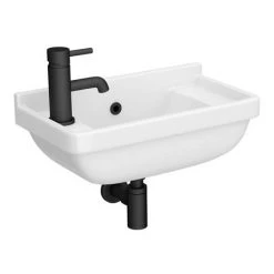 Arezzo Wall Hung Compact Cloakroom Basin 1TH - 505 x 270mm -Victorian Plumbing Store AZ7955 detail3 460