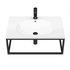 Arezzo 700 Wall Hung Basin with Matt Black Towel Rail Frame 10 Arezzo 700 Wall Hung Basin with Matt Black Towel Rail Frame -Victorian Plumbing Store AZ7BLKFRM d4 460