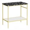 Arezzo 810 Black Marble Effect Worktop with Brushed Brass Framed Washstand