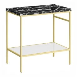 Arezzo 810 Black Marble Effect Worktop with Brushed Brass Framed Washstand
