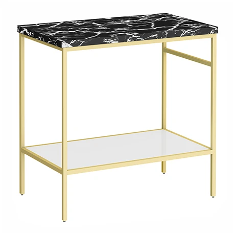 Arezzo 810 Black Marble Effect Worktop with Brushed Brass Framed Washstand 1 Arezzo 810 Black Marble Effect Worktop with Brushed Brass Framed Washstand