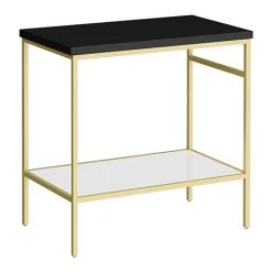 Arezzo 810 Matt Black Stone Resin Worktop with Brushed Brass Framed Washstand