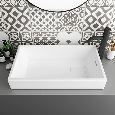 Arezzo 710 x 405mm Modern Large Rectangular Counter Top Basin with Hidden Waste Cover 1 Arezzo 710 x 405mm Modern Large Rectangular Counter Top Basin with Hidden Waste Cover