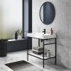 Arezzo 800 Matt Black Framed Washstand with Gloss White Open Shelf and Basin