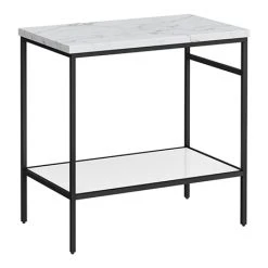 Arezzo 810 White Marble Effect Worktop with Matt Black Framed Washstand