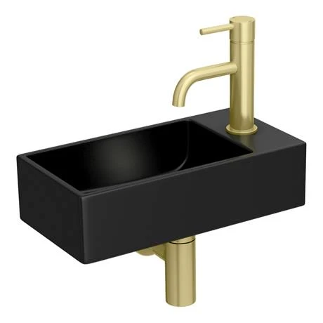 Arezzo 410 x 210mm Square Wall Hung Cloakroom Basin - Matt Black 3 Arezzo 410 x 210mm Square Wall Hung Cloakroom Basin - Matt Black - Image 3