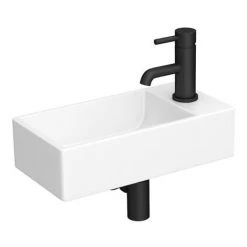 Arezzo 410 x 210mm Square Wall Hung Cloakroom Basin - Matt White -Victorian Plumbing Store AZ948DW d3 460