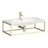 Arezzo 900 Wall Hung Basin with Brushed Brass Towel Rail Frame