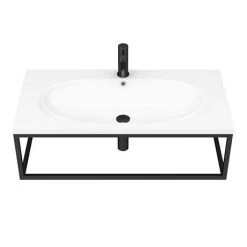 Arezzo 900 Wall Hung Basin with Matt Black Towel Rail Frame 7 Arezzo 900 Wall Hung Basin with Matt Black Towel Rail Frame -Victorian Plumbing Store AZ9BLKFRM d2 460