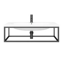 Arezzo 900 Wall Hung Basin with Matt Black Towel Rail Frame 8 Arezzo 900 Wall Hung Basin with Matt Black Towel Rail Frame -Victorian Plumbing Store AZ9BLKFRM d3 460