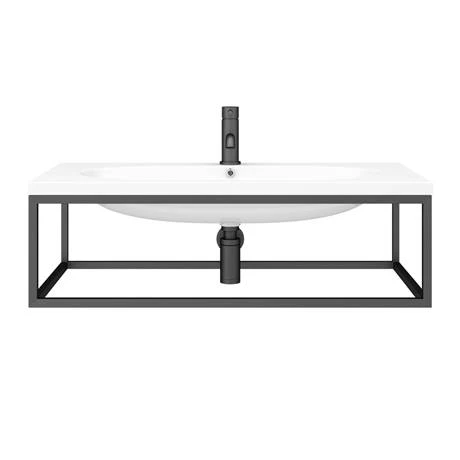 Arezzo 900 Wall Hung Basin with Matt Black Towel Rail Frame 4 Arezzo 900 Wall Hung Basin with Matt Black Towel Rail Frame - Image 4