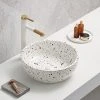 Arezzo White Terrazzo Effect Round Countertop Basin - 410mm Diameter