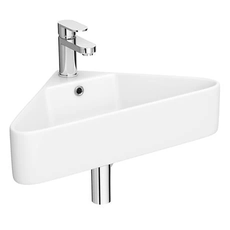 Arezzo Corner Cloakroom Basin 1TH - Gloss White 2 Arezzo Corner Cloakroom Basin 1TH - Gloss White - Image 2