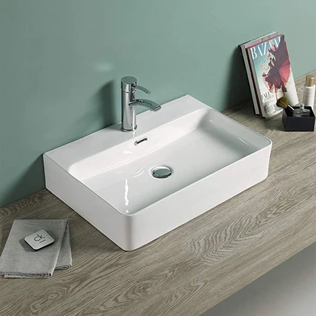 Arezzo 600 x 425mm Gloss White 1TH Rectangular Counter Top Basin 1 Arezzo 600 x 425mm Gloss White 1TH Rectangular Counter Top Basin