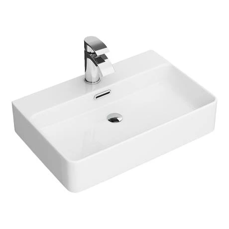 Arezzo 600 x 425mm Gloss White 1TH Rectangular Counter Top Basin 2 Arezzo 600 x 425mm Gloss White 1TH Rectangular Counter Top Basin - Image 2