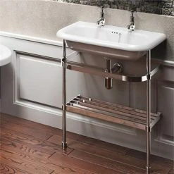 Clearwater - Small Traditional Roll Top Basin with Stainless Steel Stand - W550 x D470mm -Victorian Plumbing Store B7E B7ES d2 375