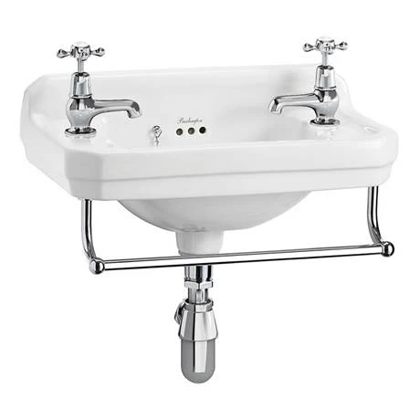 Burlington 51cm Cloakroom Basin with Towel Rail - 2 Tap Hole 2 Burlington 51cm Cloakroom Basin with Towel Rail - 2 Tap Hole - Image 2