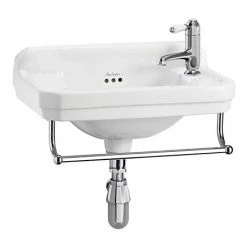 Burlington 51cm Cloakroom Basin with Towel Rail - 1 Tap Hole