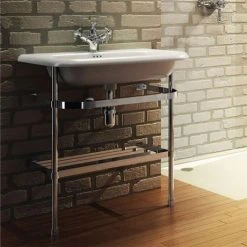 Clearwater - Large Traditional Roll Top Basin with Stainless Steel Stand - W750 x D470mm -Victorian Plumbing Store B9E B9ES d2 375