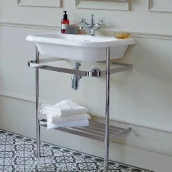 Clearwater - Large Traditional Roll Top Basin with Stainless Steel Stand - W750 x D470mm -Victorian Plumbing Store B9E B9ES D2 460