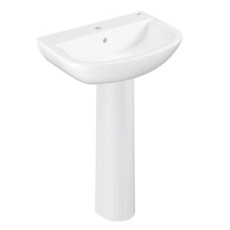 Grohe Bau 600mm 1TH Basin + Full Pedestal 1 Grohe Bau 600mm 1TH Basin + Full Pedestal