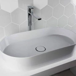 BagnoDesign Teatro Oval White 650 x 350mm Countertop Basin -Victorian Plumbing Store BDS CIR 102 WH D3 460