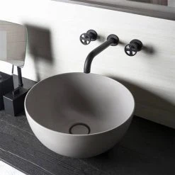 BagnoDesign Matt Grey Koy 400mm Round Countertop Basin -Victorian Plumbing Store BDS KOY 702 MGY D3 460