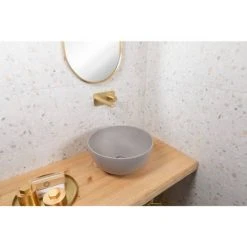 BagnoDesign Matt Grey Koy 400mm Round Countertop Basin -Victorian Plumbing Store BDS KOY 702 MGY D5 460