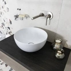 BagnoDesign Gloss White Koy 400mm Round Countertop Basin -Victorian Plumbing Store BDS KOY 702 WH D3 460