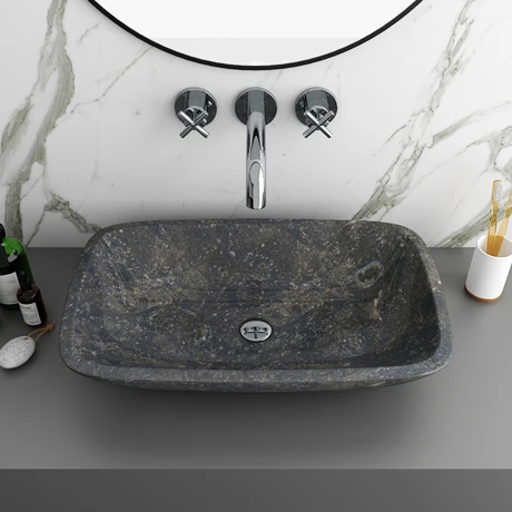 Blue Limestone 600 x 380mm Counter Top Rectangle Basin 0TH - BLST003 1 Blue Limestone 600 x 380mm Counter Top Rectangle Basin 0TH - BLST003