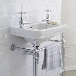 Burlington Victorian Medium Basin & Chrome Wash Stand - Various Tap Hole Options 5 Burlington Victorian Medium Basin & Chrome Wash Stand - Various Tap Hole Options -Victorian Plumbing Store BUR B2T22A D2 460