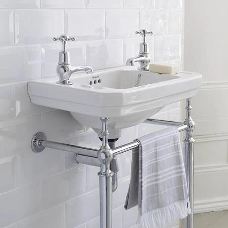 Burlington Victorian Medium Basin & Chrome Wash Stand - Various Tap Hole Options 3 Burlington Victorian Medium Basin & Chrome Wash Stand - Various Tap Hole Options - Image 3