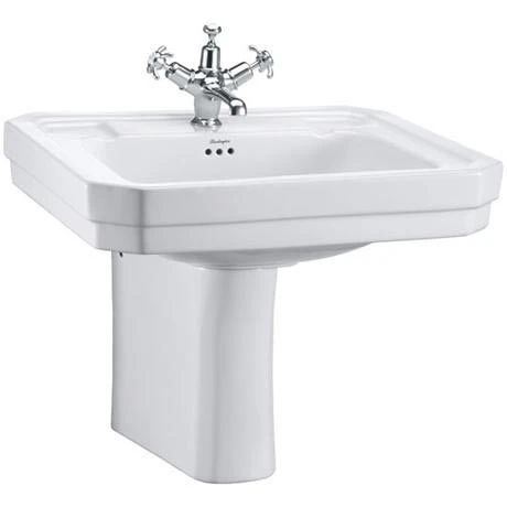 Burlington Victorian Large Basin and Semi Pedestal - Various Tap Hole Options 1 Burlington Victorian Large Basin and Semi Pedestal - Various Tap Hole Options