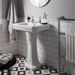 Burlington Victorian Large Basin and Regal Pedestal - Various Tap Hole Options -Victorian Plumbing Store BUR B3P9 D1 460